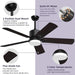 52 in. Remote Control Ceiling Fan and Light, Black Outdoor Ceiling Fan, Nice Ceiling Fans, 5 Blades Outdoor Patio Fans, Porch Ceiling Fans-6-ErisView
