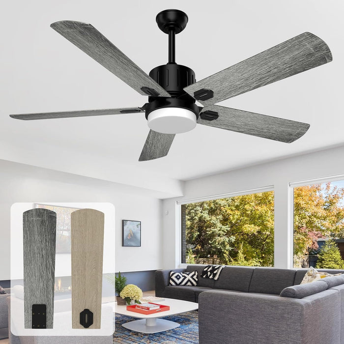52 in. Remote Control Ceiling Fan and Light, Black Outdoor Ceiling Fan, Nice Ceiling Fans, 5 Blades Outdoor Patio Fans, Porch Ceiling Fans-8-ErisView