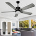 52 in. Remote Control Ceiling Fan and Light, Black Outdoor Ceiling Fan, Nice Ceiling Fans, 5 Blades Outdoor Patio Fans, Porch Ceiling Fans-8-ErisView