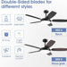 52 in. Remote Control Ceiling Fan and Light, Black Reversible Modern Ceiling Fan for Living Room Kitchen, Outdoor Fan for Patio-2-ErisView