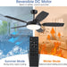 52 in. Remote Control Ceiling Fan and Light, Black Reversible Modern Ceiling Fan for Living Room Kitchen, Outdoor Fan for Patio-8-ErisView