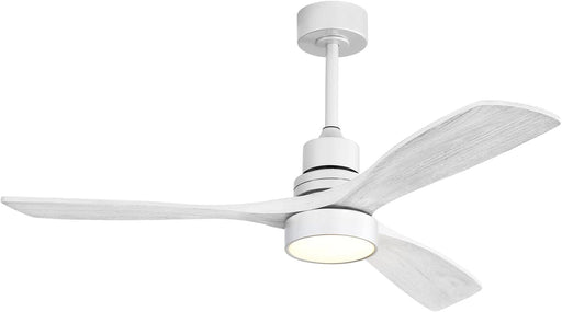 52 in. Remote Control Ceiling Fan and Light, Indoor Outdoor Ceiling Fans with Dimmable Light, Silver Reversible Wood Ceiling Fan for Bedroom Patio-1-ErisView