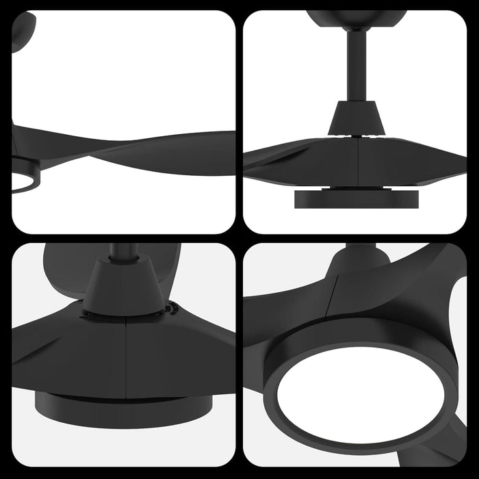 52 in. Remote Control Ceiling Fan and Light, Indoor Reversible Quiet Ceiling Fans, Black Quiet Ceiling Fans-3-ErisView