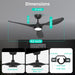 52 in. Remote Control Ceiling Fan and Light, Indoor Reversible Quiet Ceiling Fans, Black Quiet Ceiling Fans-4-ErisView