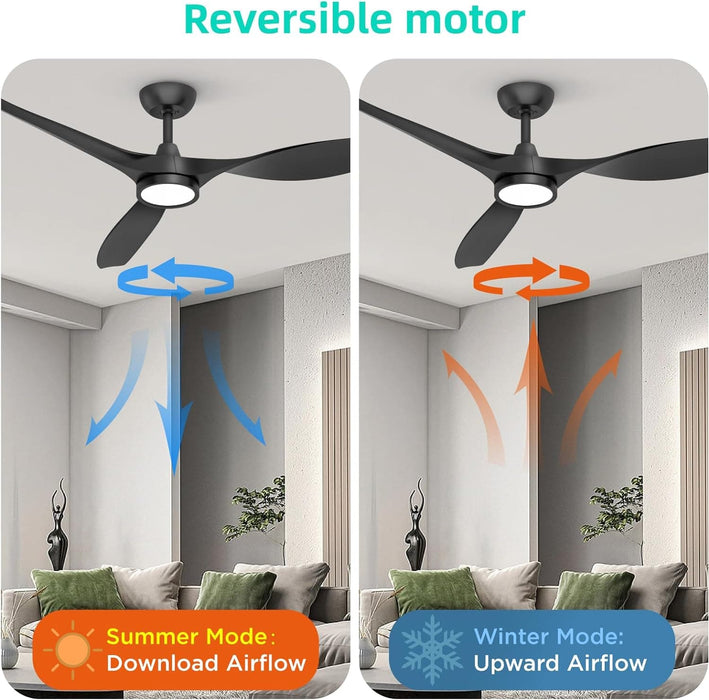 52 in. Remote Control Ceiling Fan and Light, Indoor Reversible Quiet Ceiling Fans, Black Quiet Ceiling Fans-5-ErisView