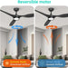52 in. Remote Control Ceiling Fan and Light, Indoor Reversible Quiet Ceiling Fans, Black Quiet Ceiling Fans-5-ErisView
