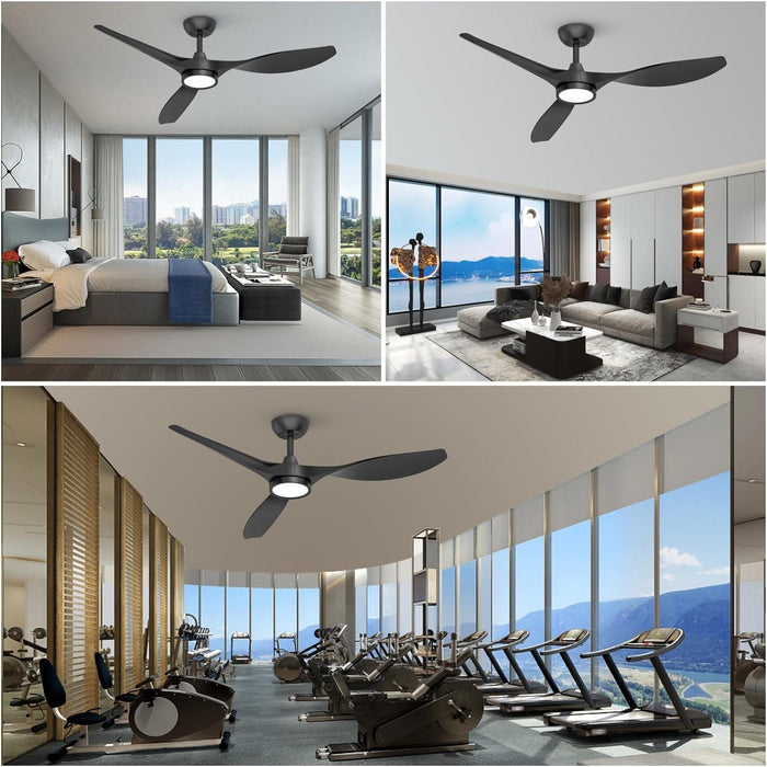 52 in. Remote Control Ceiling Fan and Light, Indoor Reversible Quiet Ceiling Fans, Black Quiet Ceiling Fans-7-ErisView