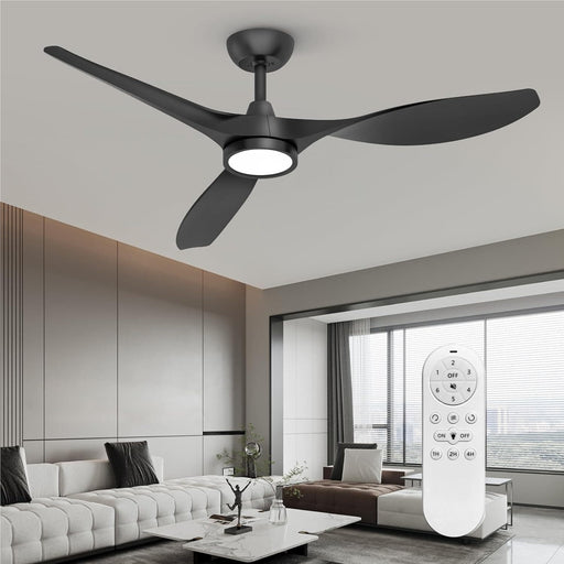 52 in. Remote Control Ceiling Fan and Light, Indoor Reversible Quiet Ceiling Fans, Black Quiet Ceiling Fans-1-ErisView