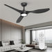 52 in. Remote Control Ceiling Fan and Light, Indoor Reversible Quiet Ceiling Fans, Black Quiet Ceiling Fans-1-ErisView