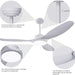52 in. Remote Control Ceiling Fan and Light, White Ceiling Fan Dimmable LED Light, Unusual Ceiling Fans for Bedroom Living Room-7-ErisView
