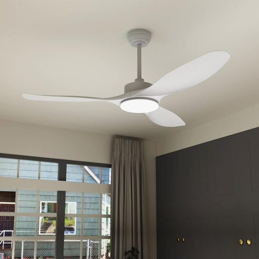 52 in. Remote Control Ceiling Fan and Light, White Ceiling Fan Dimmable LED Light, Unusual Ceiling Fans for Bedroom Living Room-1-ErisView