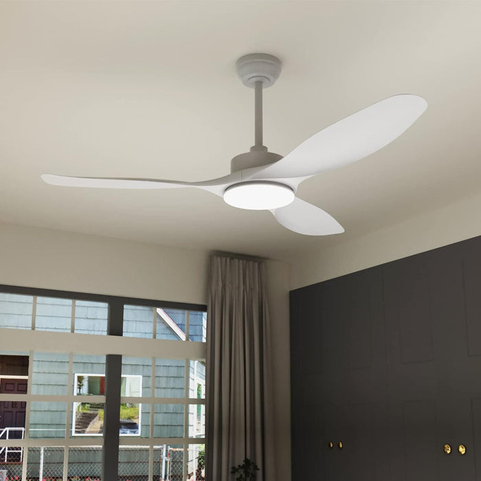 52 in. Remote Control Ceiling Fan and Light, White Ceiling Fan Dimmable LED Light, Unusual Ceiling Fans for Bedroom Living Room-1-ErisView