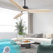 52 in. Remote Control Ceiling Fan and Light, Wood Ceiling Fan with Light, Fancy Ceiling Fans for Bedroom, Outdoor Wood Patio Fans-1-ErisView