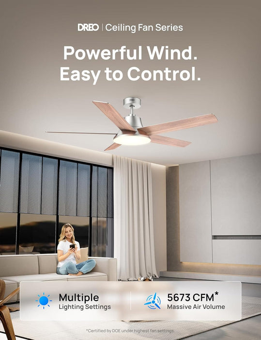 52 in. Remote Control Ceiling Fan and Light,Beautiful Ceiling Fans, Silver Ceiling Fan for Bedroom Living Room-2-ErisView