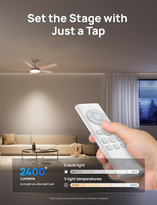 52 in. Remote Control Ceiling Fan and Light,Beautiful Ceiling Fans, Silver Ceiling Fan for Bedroom Living Room-4-ErisView