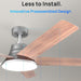 52 in. Remote Control Ceiling Fan and Light,Beautiful Ceiling Fans, Silver Ceiling Fan for Bedroom Living Room-7-ErisView