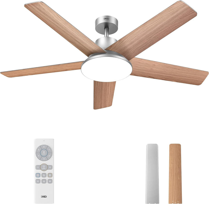 52 in. Remote Control Ceiling Fan and Light,Beautiful Ceiling Fans, Silver Ceiling Fan for Bedroom Living Room-1-ErisView