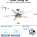 52 in. Remote Control Ceiling Fan with Light, Brushed Nickel Ceiling Fan, 5 Blade Ceiling Fan-6-ErisView