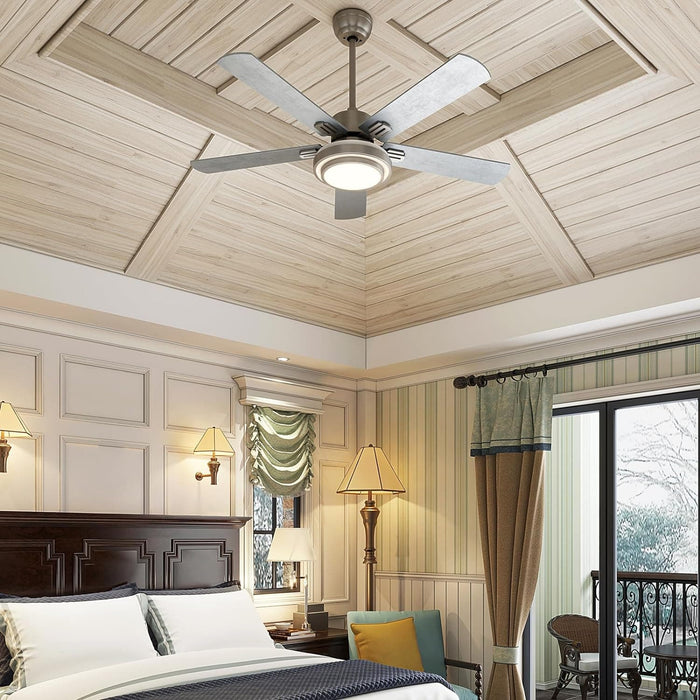52 in. Remote Control Ceiling Fan with Light, Brushed Nickel Ceiling Fan, 5 Blade Ceiling Fan-8-ErisView