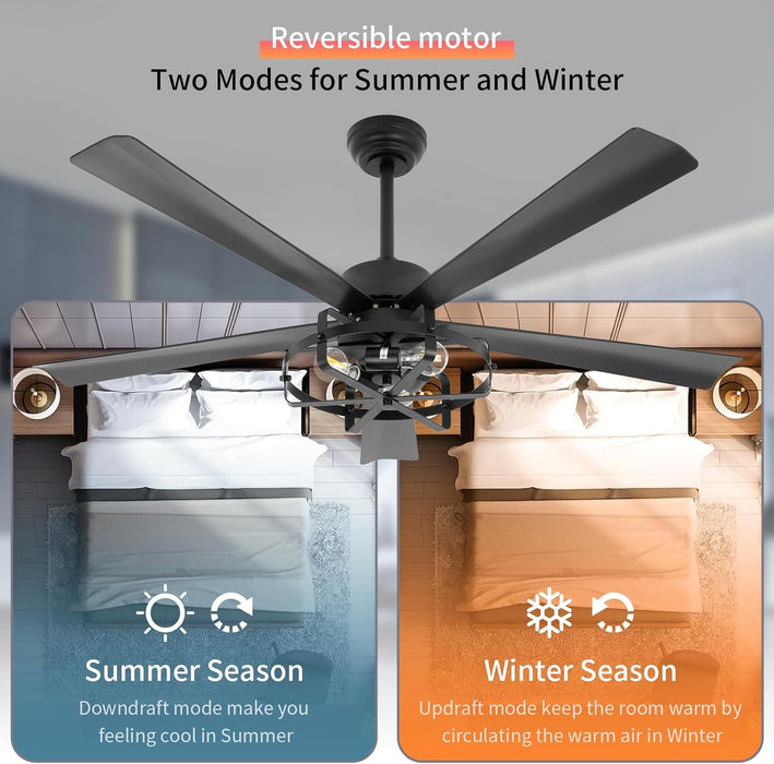 52 in. Remote Control Fan Control, Reversible Quiet Ceiling Fans, Outdoor Fan for Patio, Ceiling Fan for Bedroom Living Room-5-ErisView