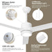52 in. Reversible Ceiling Fan, Mini White Ceiling Fan with Lights and Remote-2-ErisView