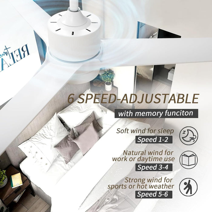 52 in. Reversible Ceiling Fan, Mini White Ceiling Fan with Lights and Remote-4-ErisView