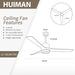 52 in. Reversible Ceiling Fan, Mini White Ceiling Fan with Lights and Remote-5-ErisView