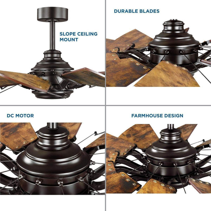 52 in. Reversible DC Ceiling Fan, Farmhouse Bronze Ceiling Fan -10-ErisView