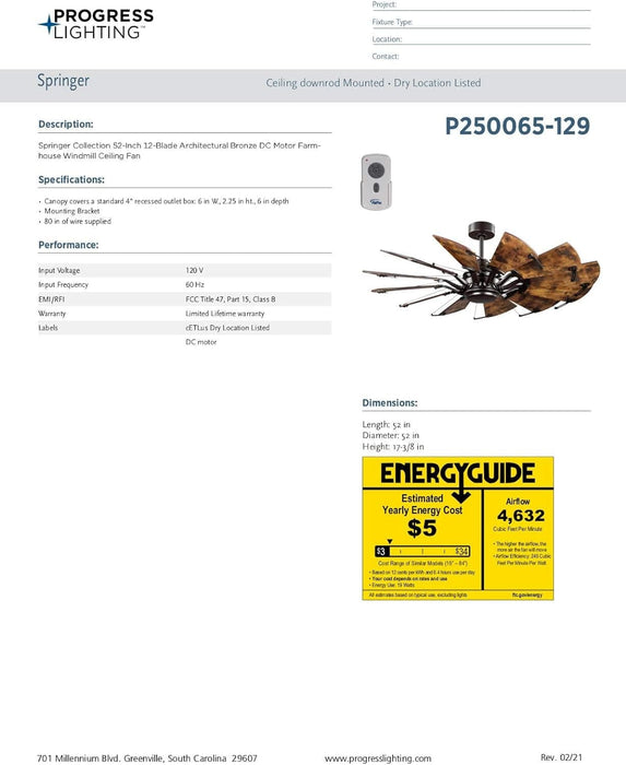52 in. Reversible DC Ceiling Fan, Farmhouse Bronze Ceiling Fan -16-ErisView