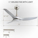 52 in. Reversible Quiet Remote Control Ceiling Fan and Light, Indoor 3 Blade Modern Ceiling Fan for Bedroom Living Room, Porch Fans-3-ErisView