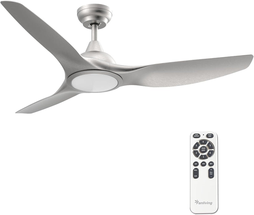 52 in. Reversible Quiet Remote Control Ceiling Fan and Light, Indoor 3 Blade Modern Ceiling Fan for Bedroom Living Room, Porch Fans-1-ErisView