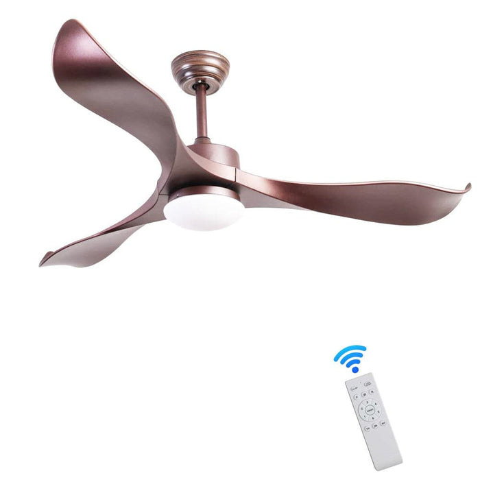 52 in. Rose Gold LED Ceiling Fan for Girl's Room Bedroom Living Room with Remote Control, 3-Blade Reversible Noise Free Ceiling Fan with LED Light-ErisView