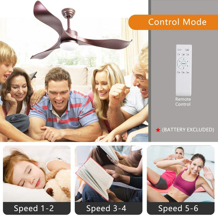 52 in. Rose Gold LED Ceiling Fan for Girl's Room Bedroom Living Room with Remote Control, 3-Blade Reversible Noise Free Ceiling Fan with LED Light-ErisView
