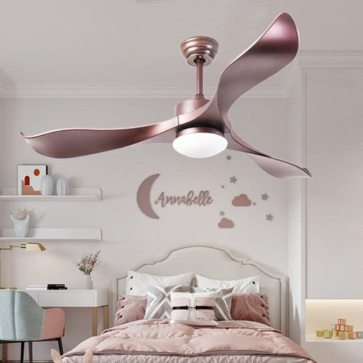 52 in. Rose Gold LED Ceiling Fan for Girl's Room Bedroom Living Room with Remote Control, 3-Blade Reversible Noise Free Ceiling Fan with LED Light-ErisView