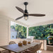 52 in. Rustic Ceiling Fan with Light and Remote, Modern Black Industrial Ceiling Fans for Bedroom, Patio Porch Fans-2-ErisView