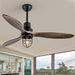 52 in. Rustic Ceiling Fan with Light and Remote, Modern Black Industrial Ceiling Fans for Bedroom, Patio Porch Fans-1-ErisView