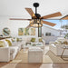52 in. Rustic Wood Beaded Chandelier Fan, Boho Caged Ceiling Fan with Light and Remote, Industrial Quiet Ceiling Fans for Living Room Bedroom-2-ErisView