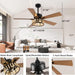 52 in. Rustic Wood Beaded Chandelier Fan, Boho Caged Ceiling Fan with Light and Remote, Industrial Quiet Ceiling Fans for Living Room Bedroom-4-ErisView