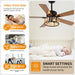 52 in. Rustic Wood Beaded Chandelier Fan, Boho Caged Ceiling Fan with Light and Remote, Industrial Quiet Ceiling Fans for Living Room Bedroom-7-ErisView