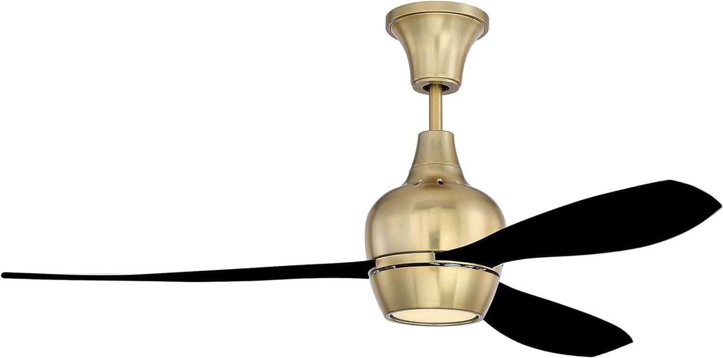 52 in. Semi-Flush Mount Heavy Duty Industrial Ceiling Fan with LED Light and Wall Control, 3 Clear Acrylic Blades, Satin Brass Ceiling Fan-4-ErisView