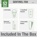 52 in. Sentinel Brushed Ceiling Fan with LED Light Kit and Handheld Remote, Hugger Ceiling Fan with Light-6-ErisView