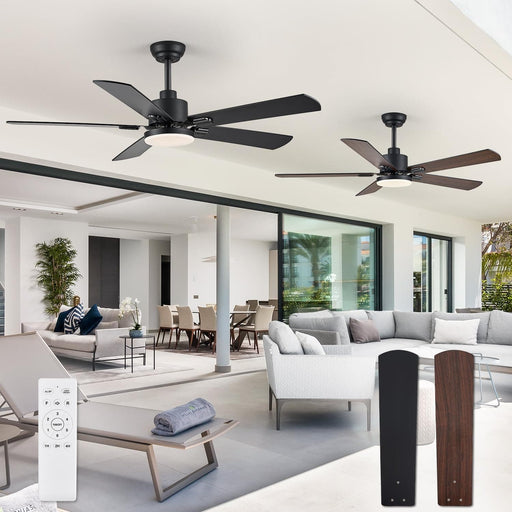 52 in. Set of 2 Ceiling Fans with Light, Quiet Remote Control Fan for Bedroom Living Room Dining Room Kitchen-1-ErisView