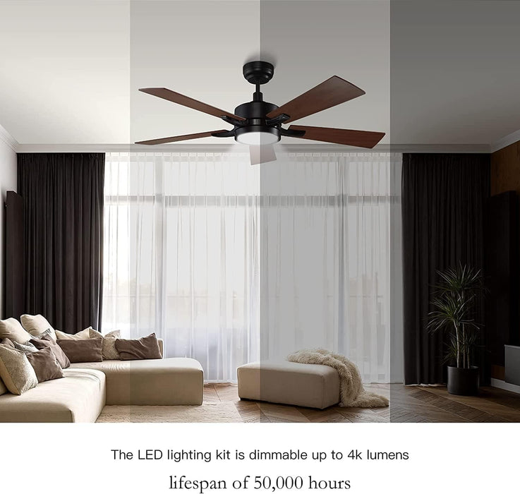 52 in. Smart Ceiling Fan, 5 Blade Ceiling Fan with Remote, LED Reversible DC Ceiling Fan, Works with Google Assistant Amazon Alexa Siri Shortcut-10-ErisView