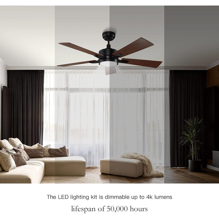 52 in. Smart Ceiling Fan, 5 Blade Ceiling Fan with Remote, LED Reversible DC Ceiling Fan, Works with Google Assistant Amazon Alexa Siri Shortcut-5-ErisView