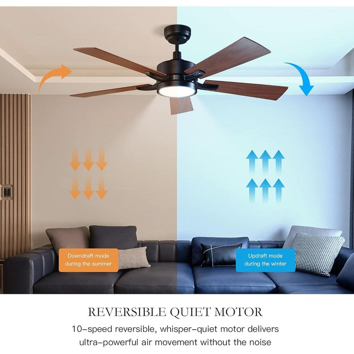 52 in. Smart Ceiling Fan, 5 Blade Ceiling Fan with Remote, LED Reversible DC Ceiling Fan, Works with Google Assistant Amazon Alexa Siri Shortcut-6-ErisView