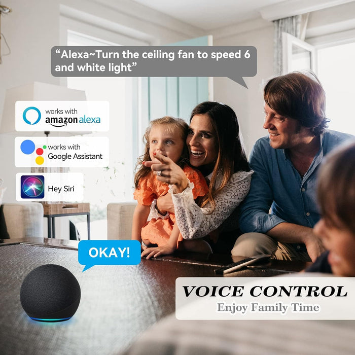 52 in. Smart Ceiling Fan with Dimmable LED Light, Fancy Ceiling Fans with Remote Alexa Google Assistant Siri Shortcuts -11-ErisView