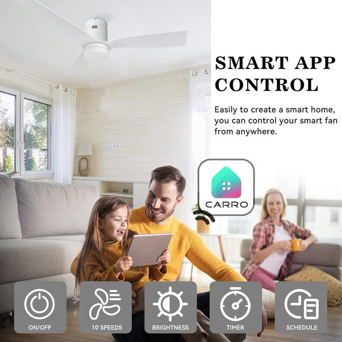 52 in. Smart Ceiling Fan with Dimmable LED Light, Fancy Ceiling Fans with Remote Alexa Google Assistant Siri Shortcuts -13-ErisView