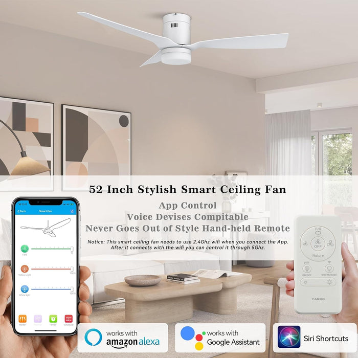 52 in. Smart Ceiling Fan with Dimmable LED Light, Fancy Ceiling Fans with Remote Alexa Google Assistant Siri Shortcuts -14-ErisView