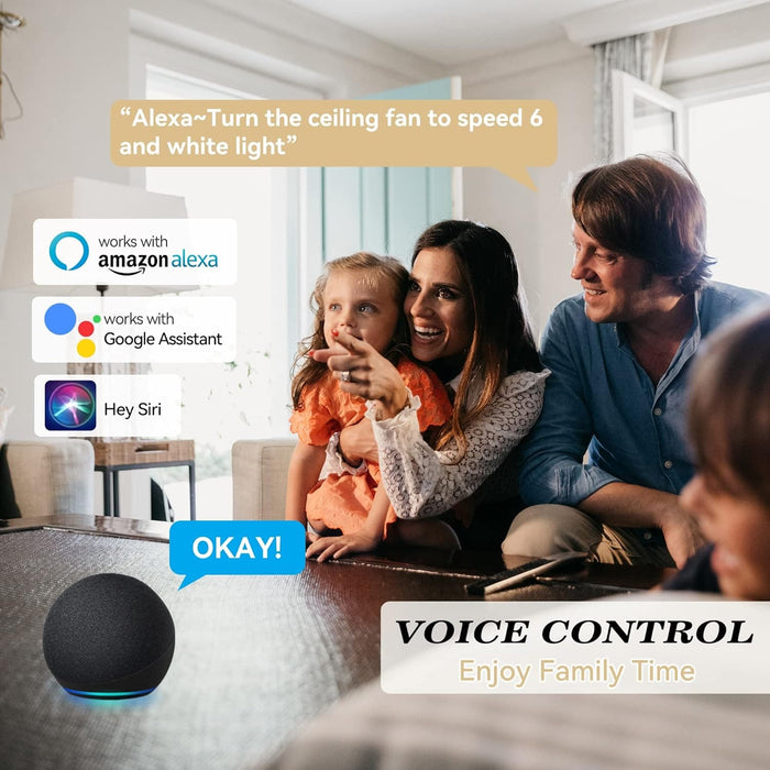 52 in. Smart Ceiling Fan with Dimmable LED Light, Fancy Ceiling Fans with Remote Alexa Google Assistant Siri Shortcuts -2-ErisView