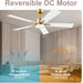 52 in. Smart Ceiling Fan with LED Light and Remote Voice Alexa Google Wi-Fi Control, White and Gold Ceiling Fan for Bedroom, Outdoor Fans for Porch Patio-5-ErisView